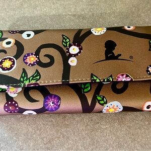 St Jude Brown Floral Print Organizer Clutch